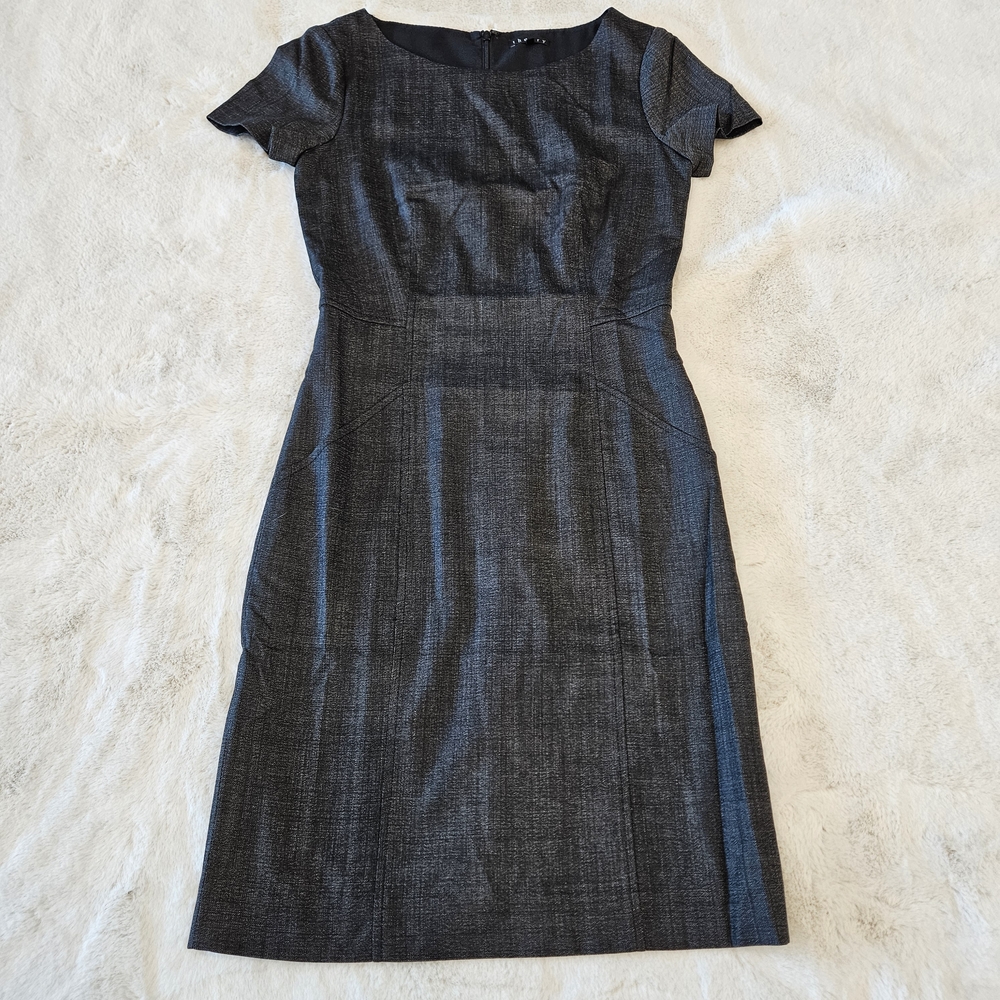 Theory Charcoal Gray Midi Dress Business Casual Work Wear 0